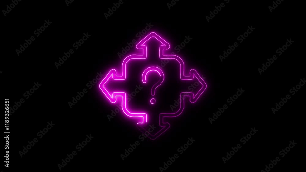Glowing neon Direction icon isolated on black background. HD Video motion graphic animation Glowing neon Direction icon isolated on black background. HD Video motion graphic animation