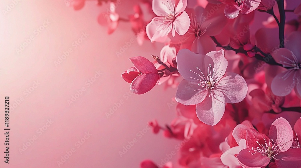 Beautiful Spring Banner with Blooming Flowers in Soft Colors Beautiful Spring Banner with Blooming Flowers in Soft Colors