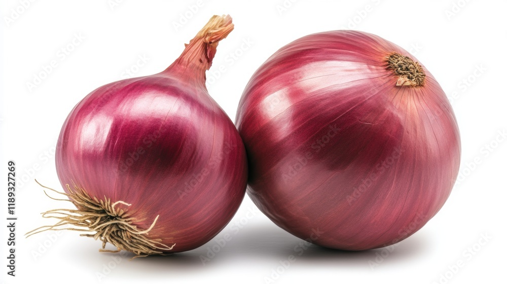 Fresh Raw Red Onion Bulbs on White Background for Culinary Use Fresh Raw Red Onion Bulbs on White Background for Culinary Use