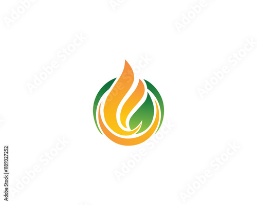 Biogas energy with oil and leaf logo design vector illustration.