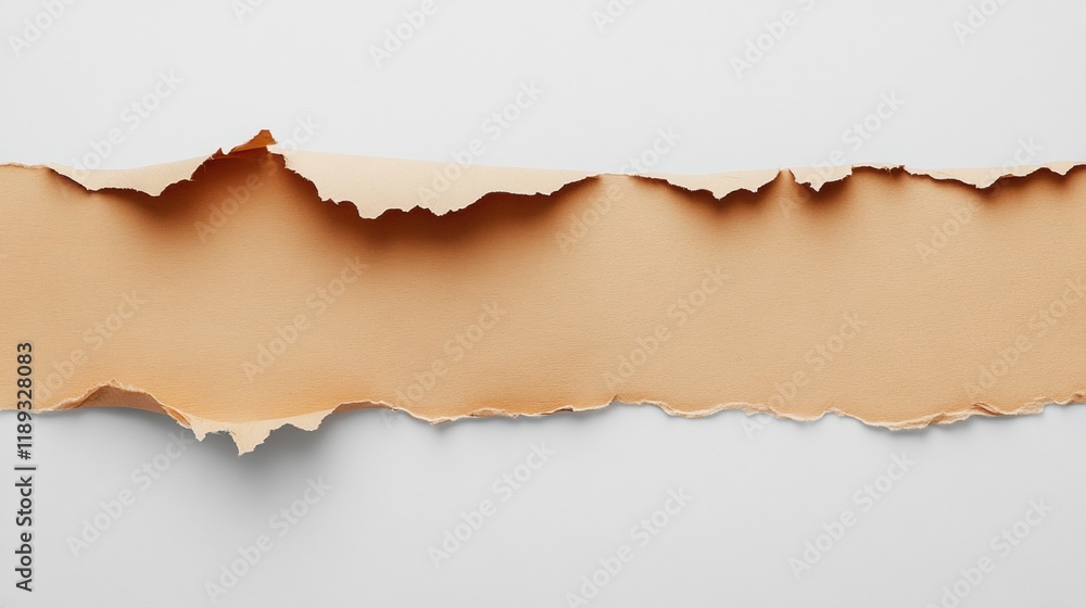 Fototapeta premium Torn Paper Strip on Smooth White Background for Creative Design