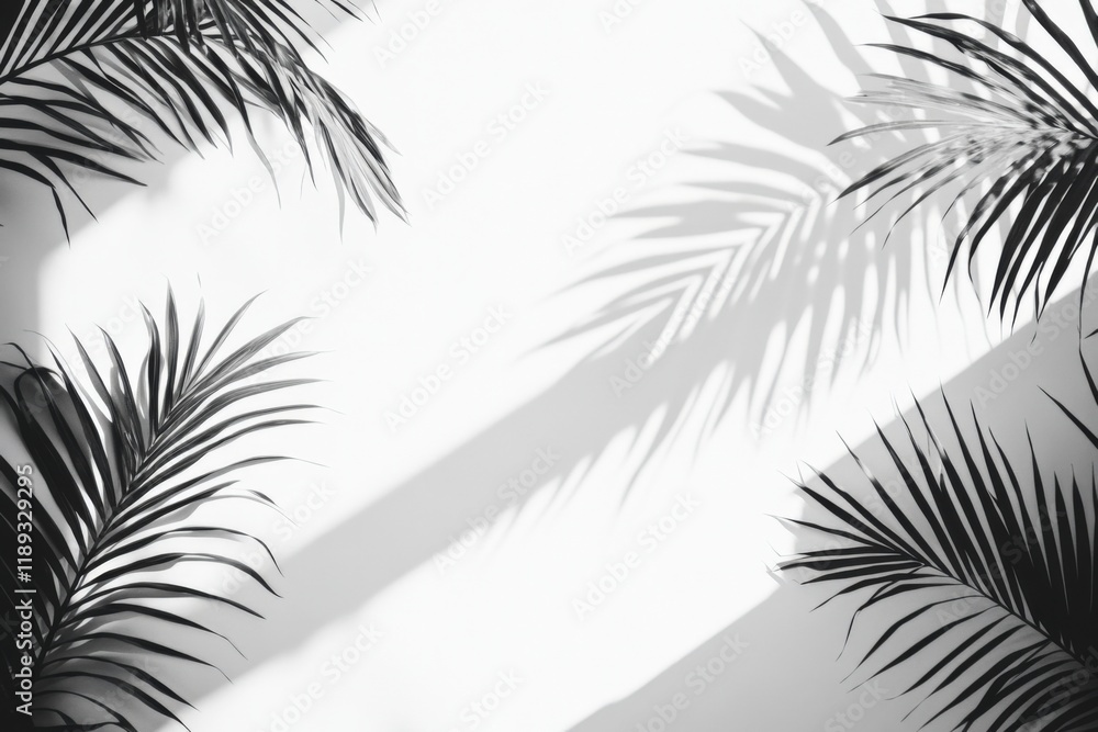 Obraz premium tropical palm leaf shadows on a white wall