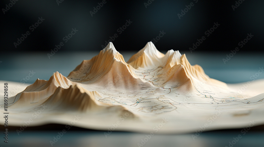 Relief map highlighting mountain range features Relief map highlighting mountain range features