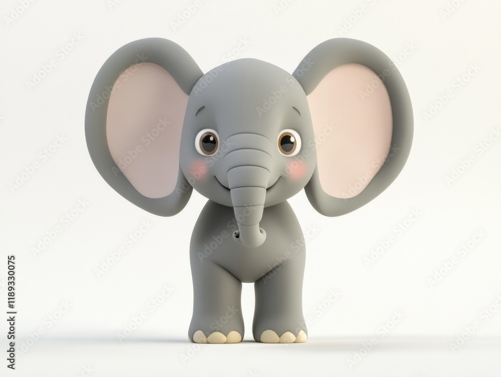 Fototapeta premium a cartoon baby elephant standing on a white background