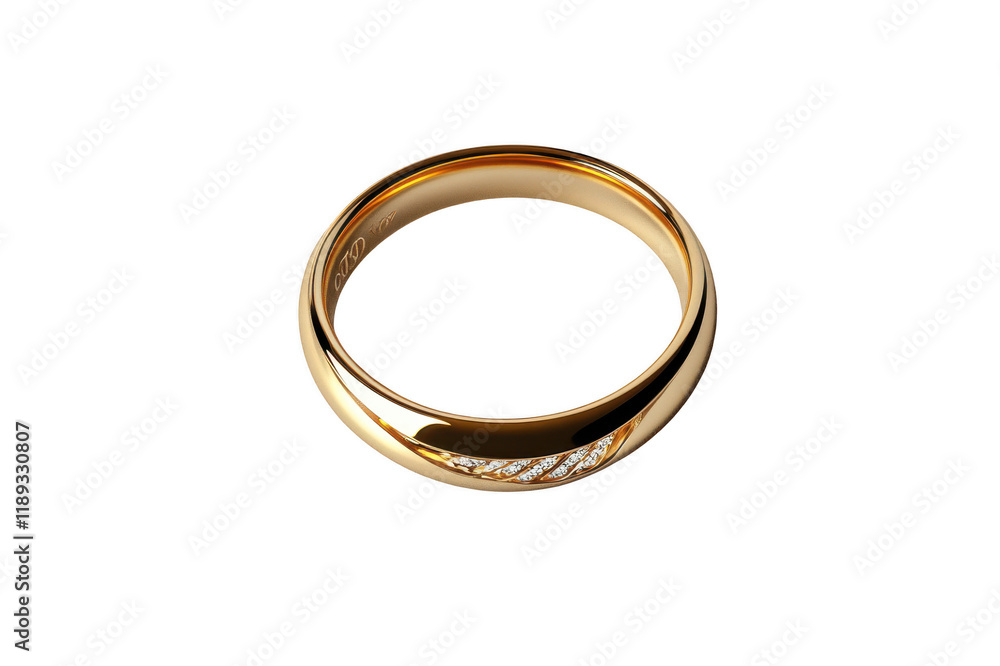 Golden ring with diamonds on transparent background Golden ring with diamonds on transparent background