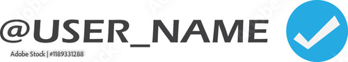 User Name  With Check Mark, Blue Tick, Verified Icon. Editable Vector Illustration Stroke. Transparent Background.