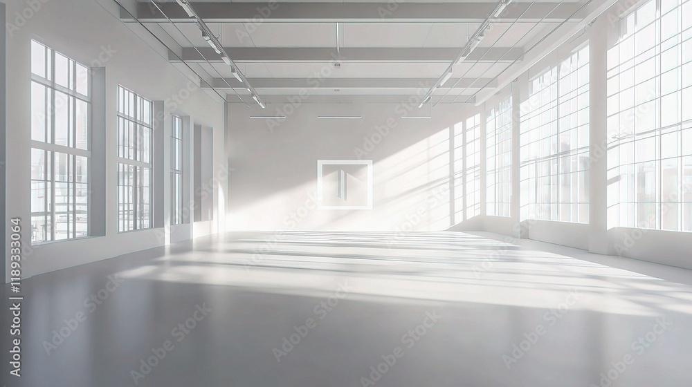 Modern 3D Render of an Empty Office Interior with Clean Lines Modern 3D Render of an Empty Office Interior with Clean Lines