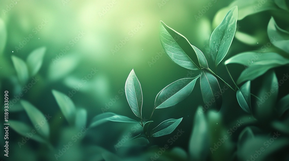 Soft Green Blurred Bokeh Background Illustration with Leaves Soft Green Blurred Bokeh Background Illustration with Leaves
