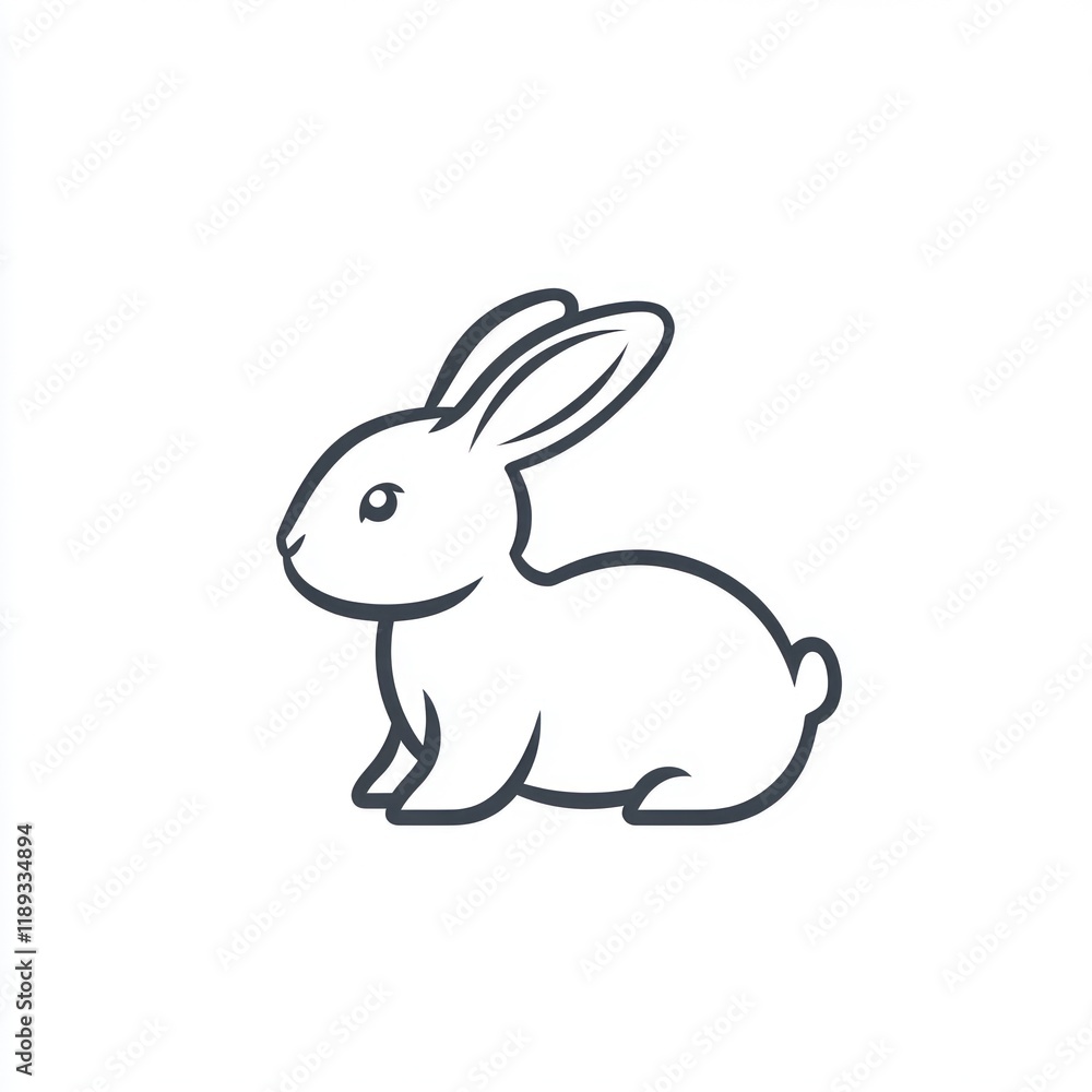 Simple rabbit line art, white background, logo design Simple rabbit line art, white background, logo design
