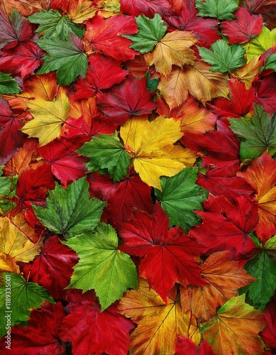 Wallpaper Mural Collection of colorful autumn leaves on ground, showcasing shades of red, orange, yellow, and green. Torontodigital.ca