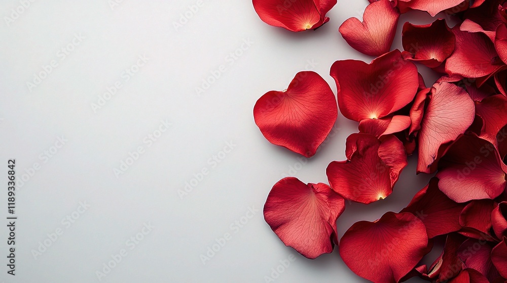 Elegant Love Themed Background with Red Heart Petals Elegant Love Themed Background with Red Heart Petals