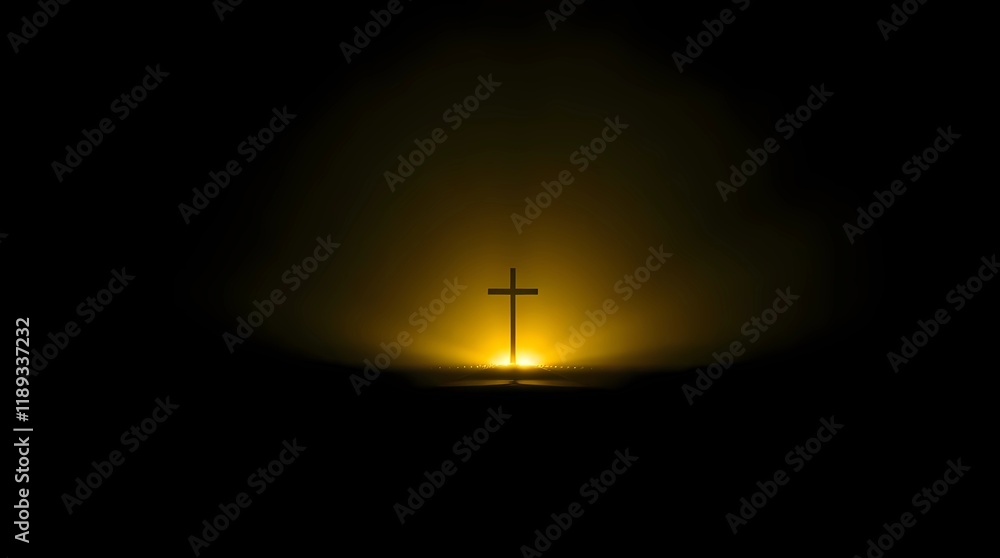 Obraz premium Christian cross on the road at night