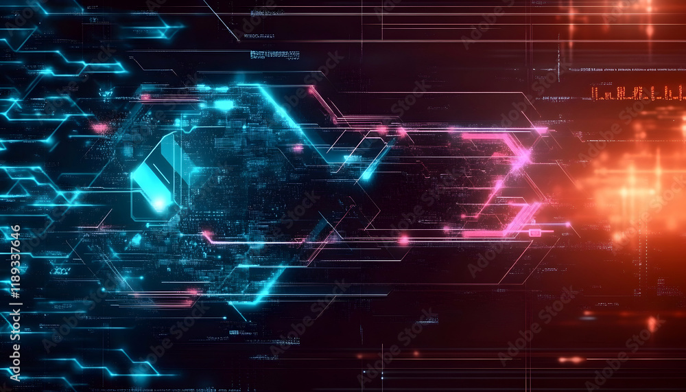 Obraz premium Futuristic Data Transfer, Network, Technology, Abstract Background, Digital Communication