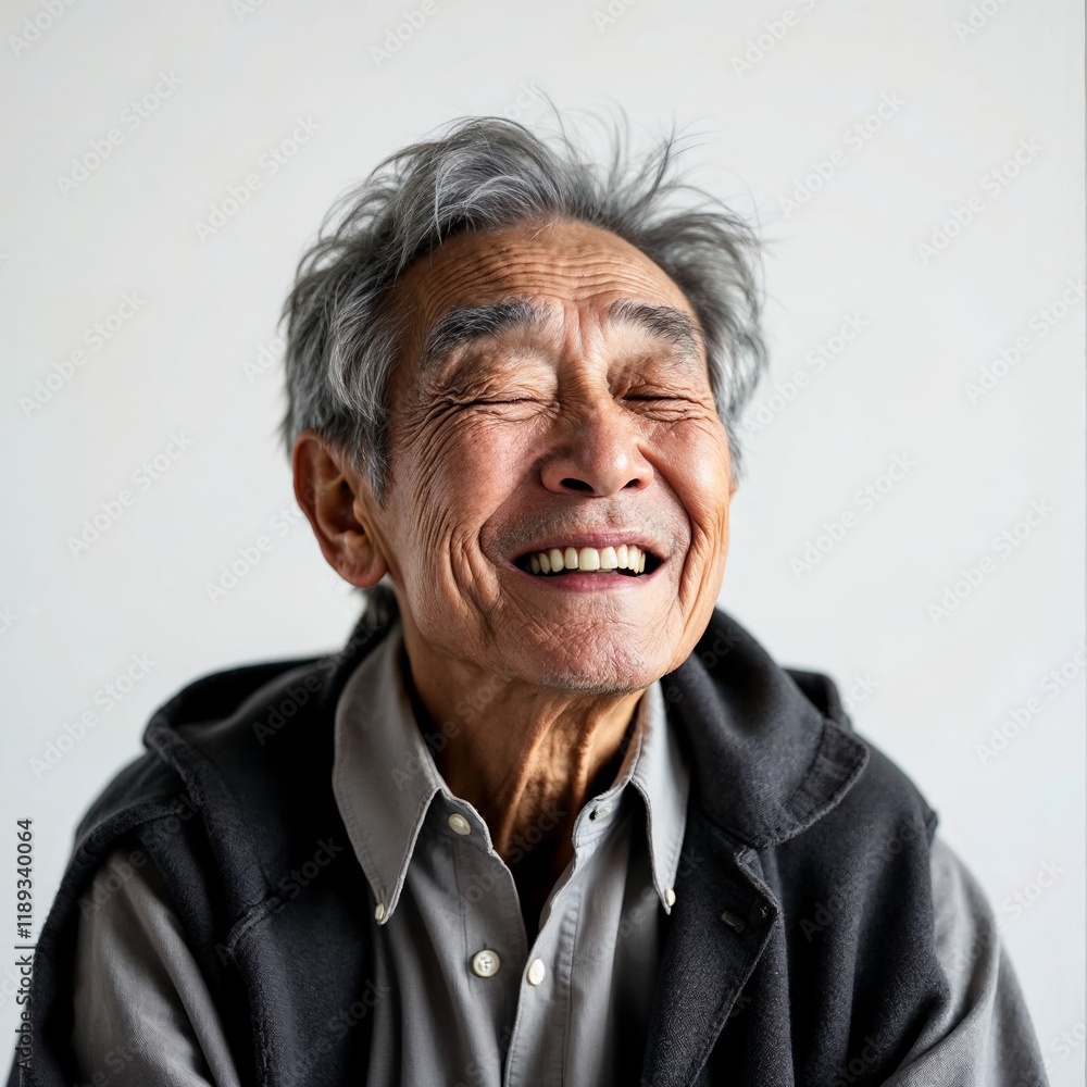 Joyful Elderly Man's Portrait: A Radiant Smile Joyful Elderly Man's Portrait: A Radiant Smile