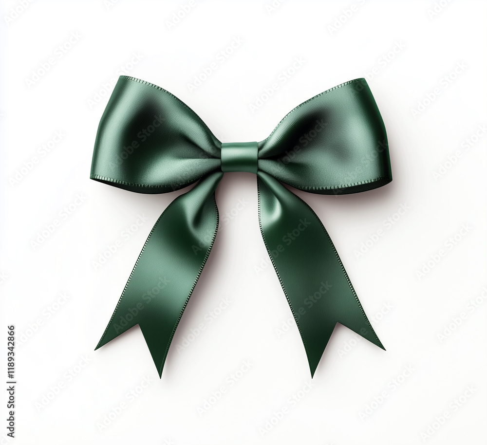 3D realistic dark green ribbon with a bow, isolated on a white background 3D realistic dark green ribbon with a bow, isolated on a white background