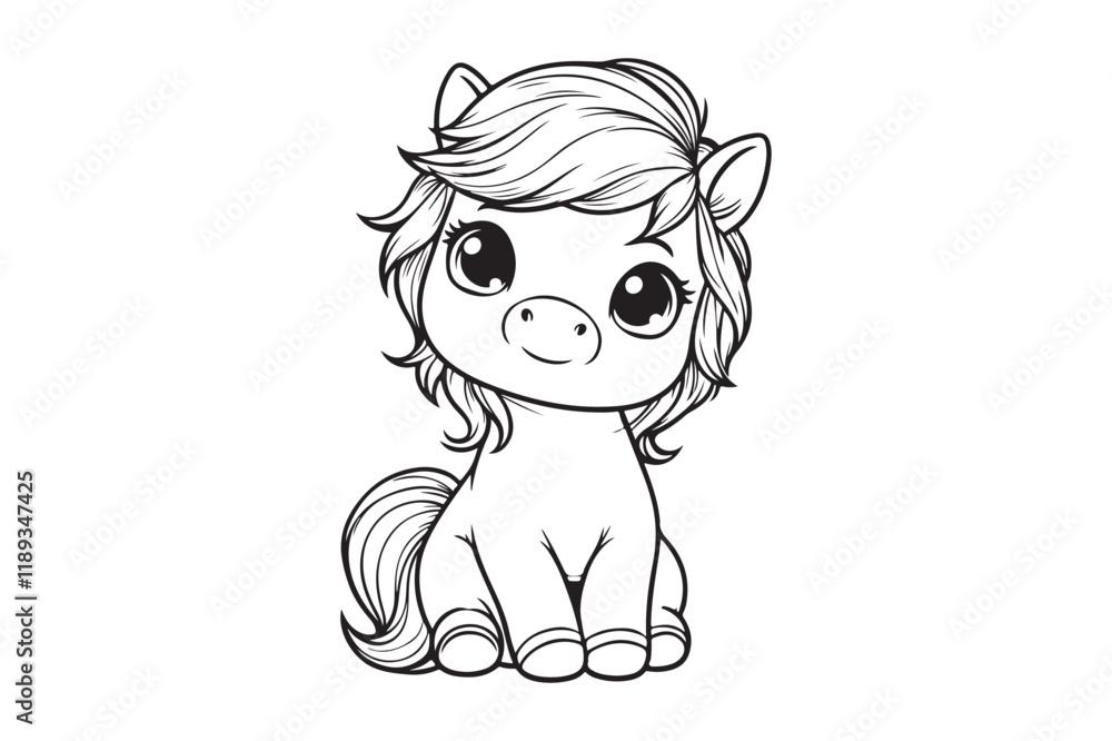 Fototapeta premium Cute baby horse outline