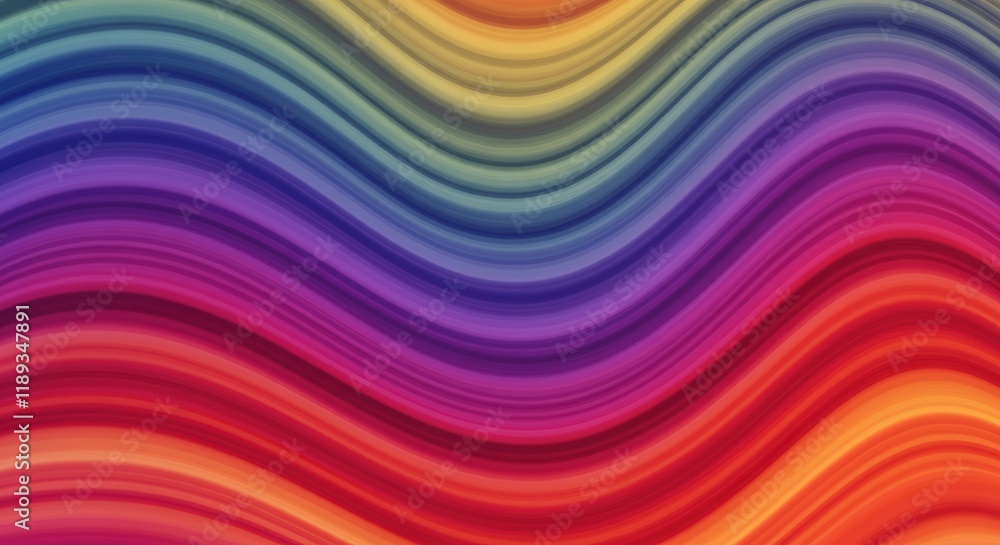 Abstract Fluid Wavy Rainbow: Vibrant and dynamic abstract background with wavy, flowing lines in a rainbow spectrum of colors. This colorful design can be used for various purposes.