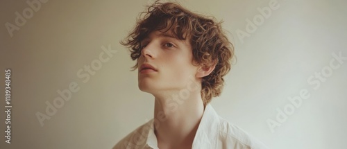 Obraz na płótnie a person with curly brown hair looking up w salonie