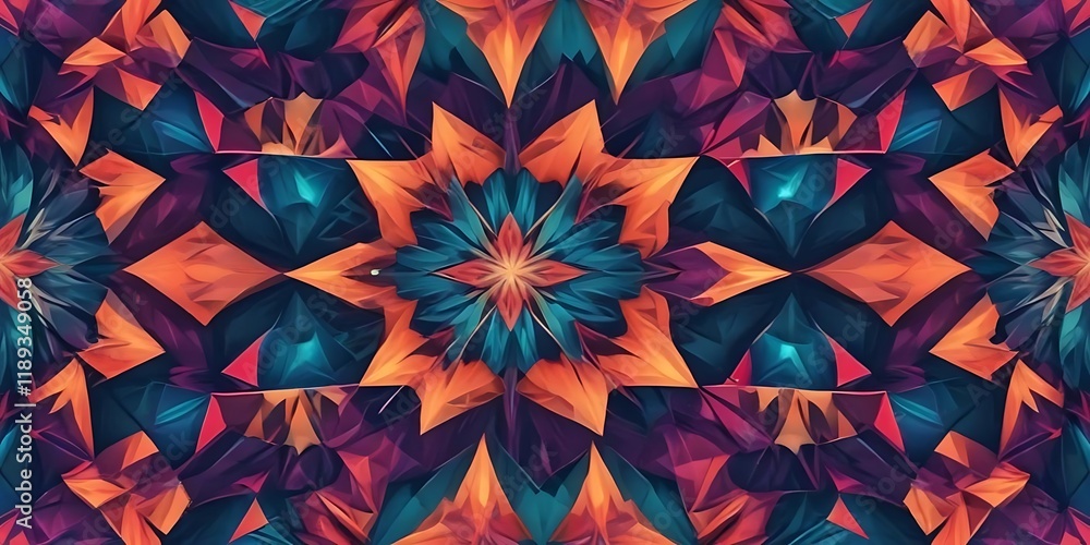Colorful flower pattern with a blue center Colorful flower pattern with a blue center