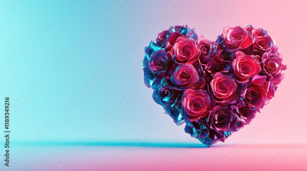 valentine roses innovative idea. A vibrant heart-shaped arrangement of roses, showcasing a blend of pink and blue hues against a soft gradient background. valentine roses innovative idea. A vibrant heart-shaped arrangement of roses, showcasing a blend of pink and blue hues against a soft gradient background.