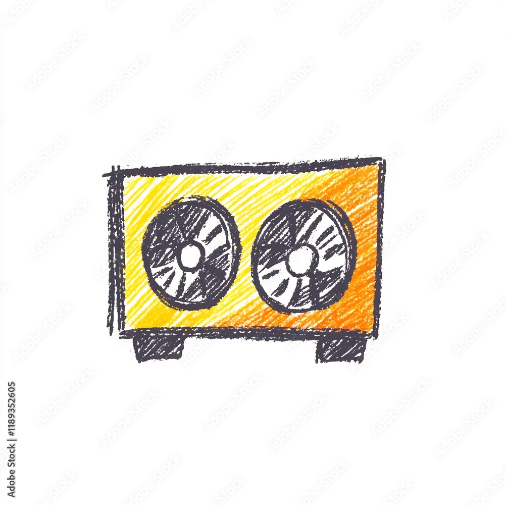 Obraz premium Hand-Drawn Sketch of a Vibrant Yellow Amplifier on White Background. AI Generated