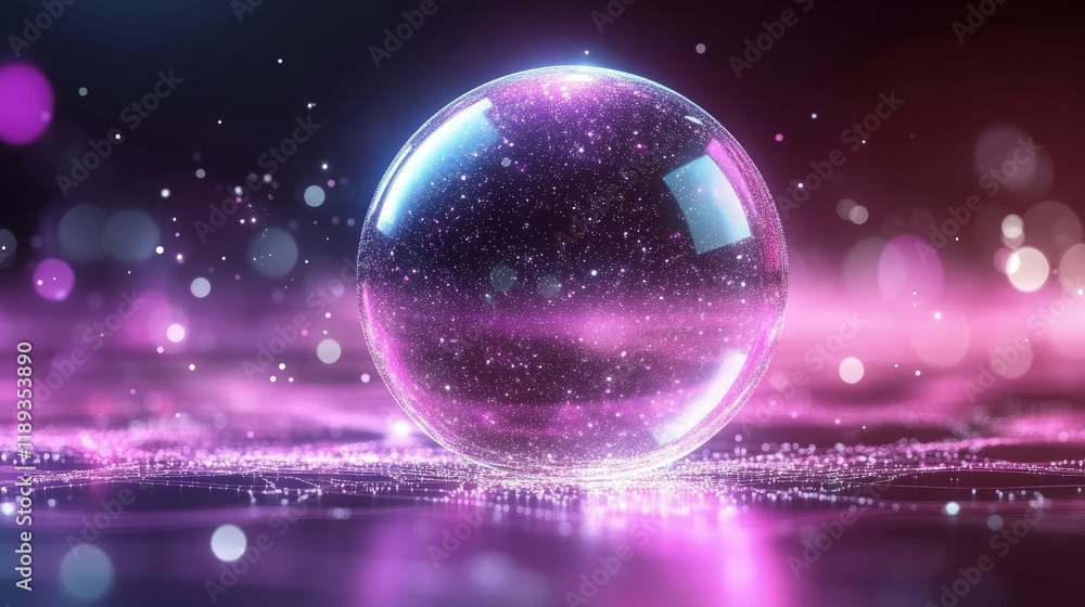 3D illuminated abstract sphere surrounded by neon light trails, floating in a dark environment. 3D illuminated abstract sphere surrounded by neon light trails, floating in a dark environment.