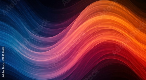 Abstract Flowing Waves: A mesmerizing digital art piece showcasing vibrant, flowing waves in hues of deep blue, fiery orange, and rich red. The dynamic curves create a sense of movement and energy. 