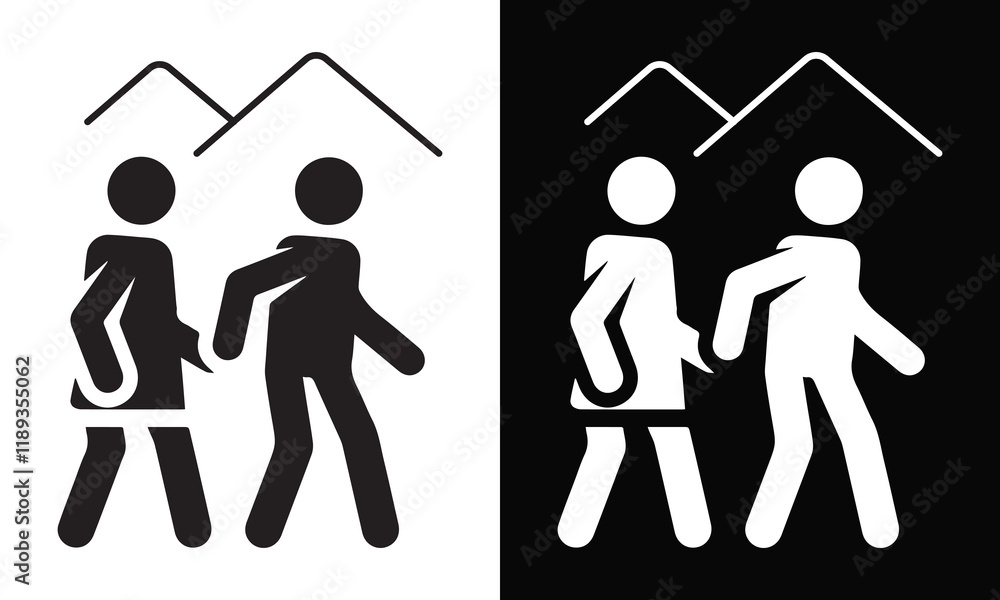 Man and women Walking Stick Figure Icon .Icon of a couple walking. Man and women Walking Stick Figure Icon .Icon of a couple walking.