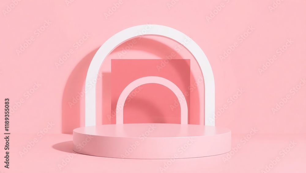 Pink and White Abstract Geometric Display Platform Pink and White Abstract Geometric Display Platform