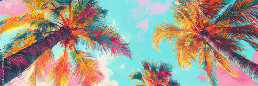 Vibrant Palm Trees - Tropical Paradise in Bold Colors Vibrant Palm Trees - Tropical Paradise in Bold Colors