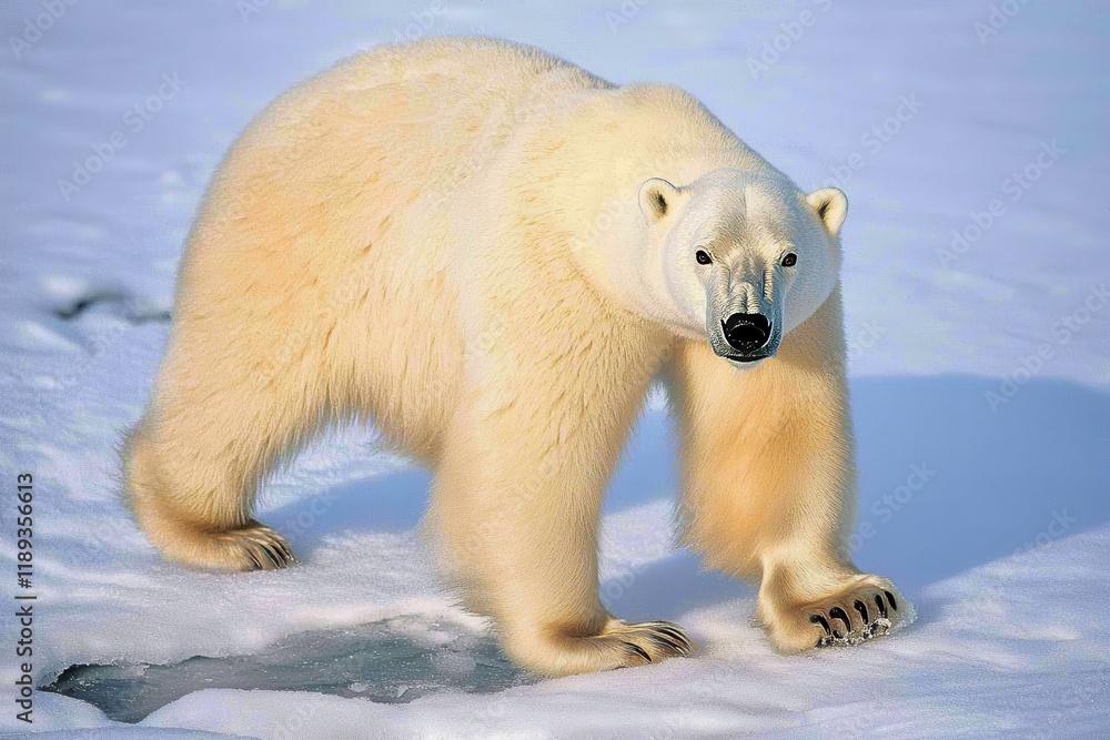 A polar bear climbing a glacier, navigating the icy terrain with ease A polar bear climbing a glacier, navigating the icy terrain with ease