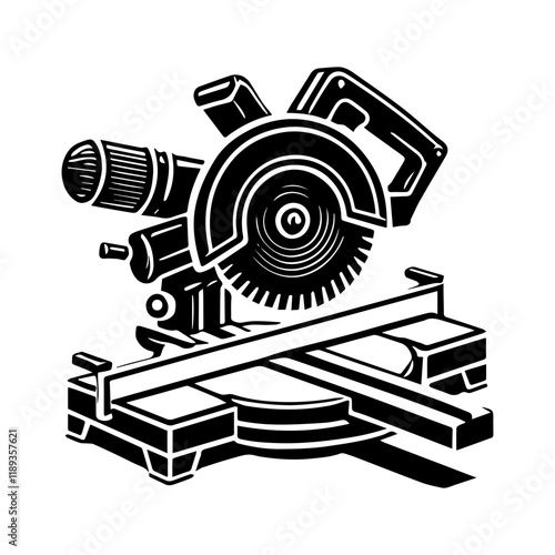 Simple Vector Icon of a Compound miter saws – Logo Design Illustration