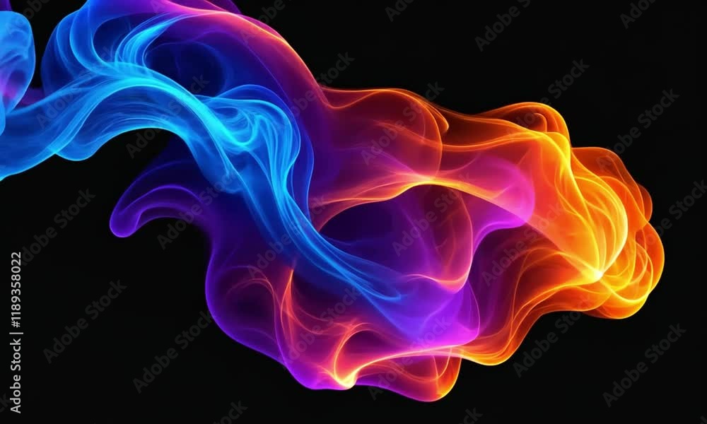 A vibrant, colorful flame against a black background. A vibrant, colorful flame against a black background.