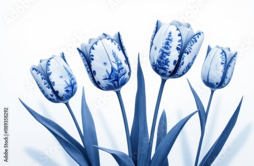 Close Up Tulips In A Delftware Style At 11-1-2025 photo