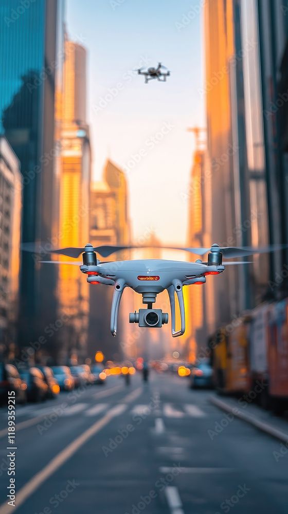 Drones Navigating Urban Skies: Futuristic Aerial Technology in Cityscape Drones Navigating Urban Skies: Futuristic Aerial Technology in Cityscape