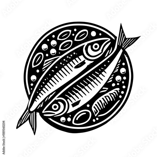 Simple Vector Icon of a herring – Logo Design Illustration