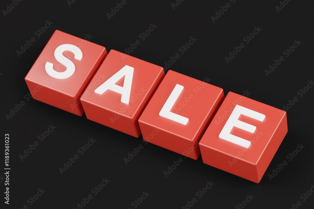 Red cubes spelling SALE on a transparent background. A simple, effective sales promotion. Red cubes spelling SALE on a transparent background. A simple, effective sales promotion.