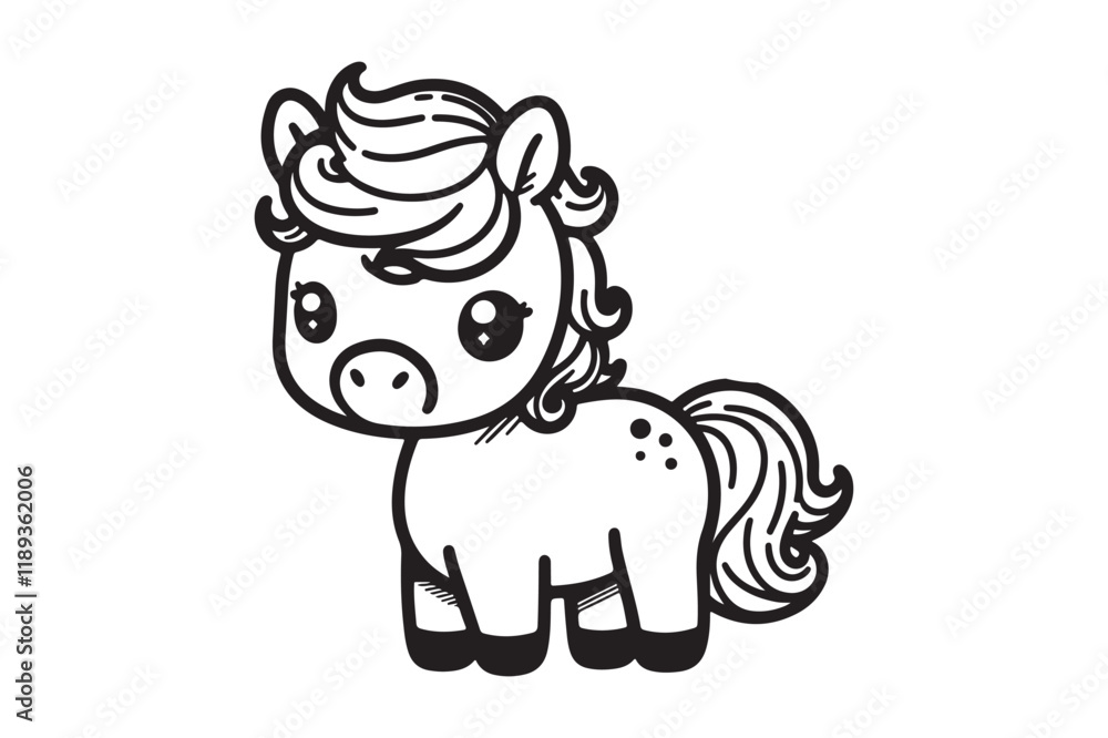Fototapeta premium Cute baby horse outline 