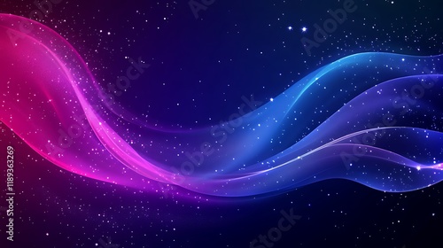 Abstract Cosmic Waves of Purple and Blue Hues