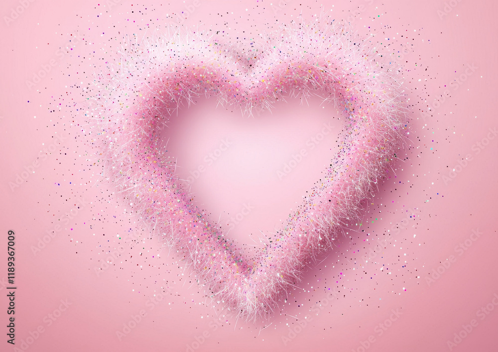 sparkling pink heart frame with glitter and pastel sparkles on soft pink background sparkling pink heart frame with glitter and pastel sparkles on soft pink background