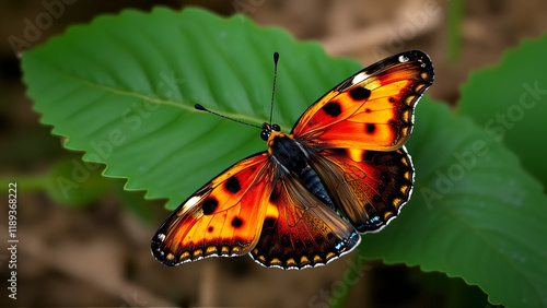 Viceroy butterfly seen from above displaying stunning colors Copy space image photo