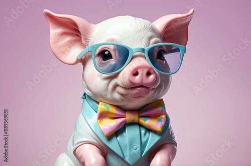 Fototapeta Naklejka Na Ścianę i Meble -  Fantasy vintage miniature funny homorous marble statue sculpture animal portrait illustration with pastel color background, nature theme texture design.
