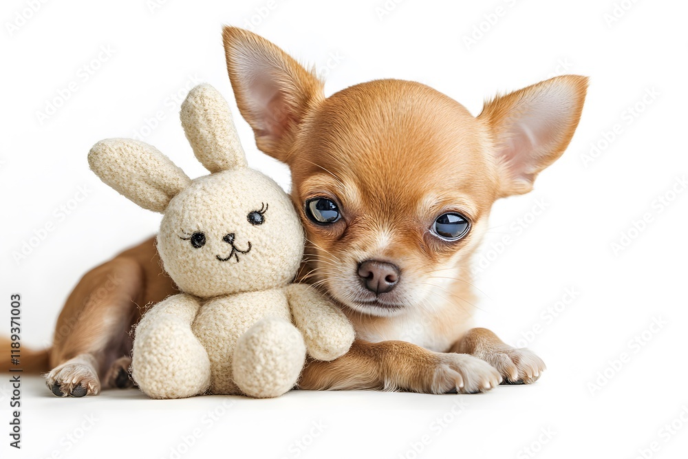 Adorable Chihuahua with Its Toy Bunny Adorable Chihuahua with Its Toy Bunny