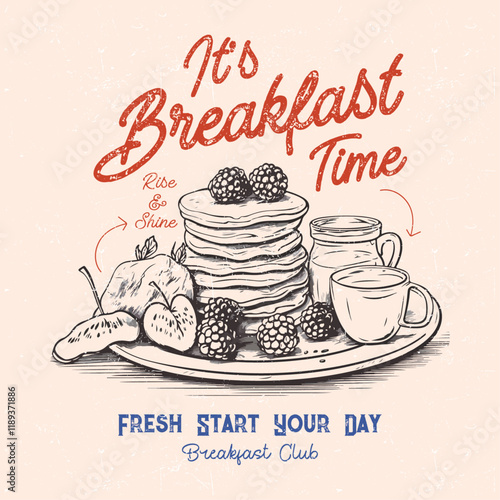 Rise and shine. Breakfast time vector design. Morning time artwork, Fresh start your day. Breakfast time vector design. Morning time artwork for apparel, sticker, batch, background, poster and others.
