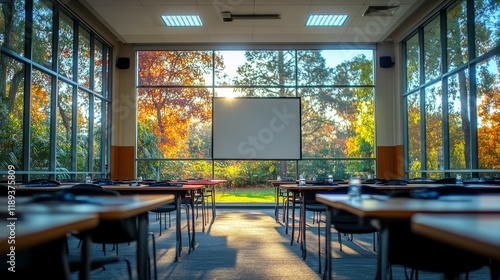 Modern conference room with large windows and plants for a productive meeting...