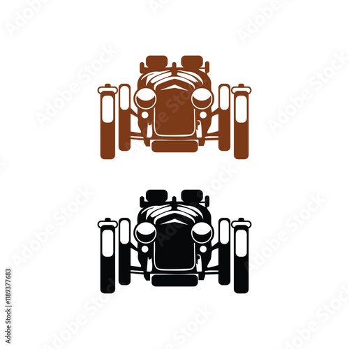 Classic vintage sports car silhouettes with color vector, Vintage Sports Car 1954. Color vector clipart and silhouette isolated on white.