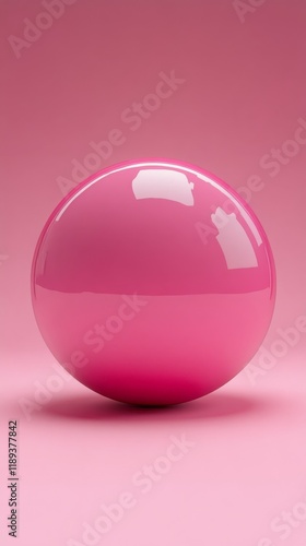 Smooth pink sphere on a light pink background highlighting minimalist design ...
