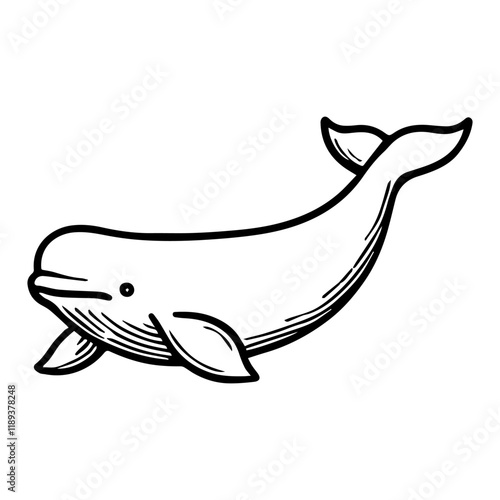 Simple Vector Icon of a Beluga whale – Logo Design Illustration