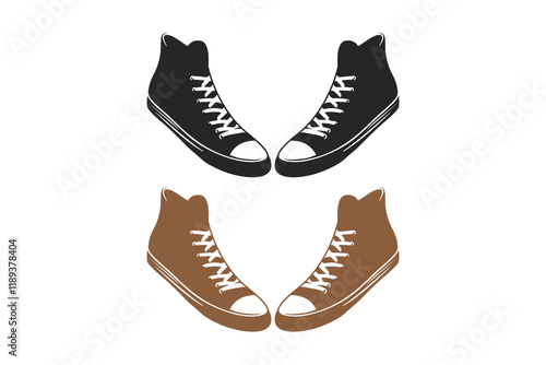 sneaker shoes silhouettes with white background, Classic Casual Sneakers, suitable for your custom Leather Tennis Shoes design