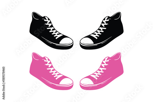 sneaker shoes silhouettes with white background, Classic Casual Sneakers, suitable for your custom Leather Tennis Shoes design